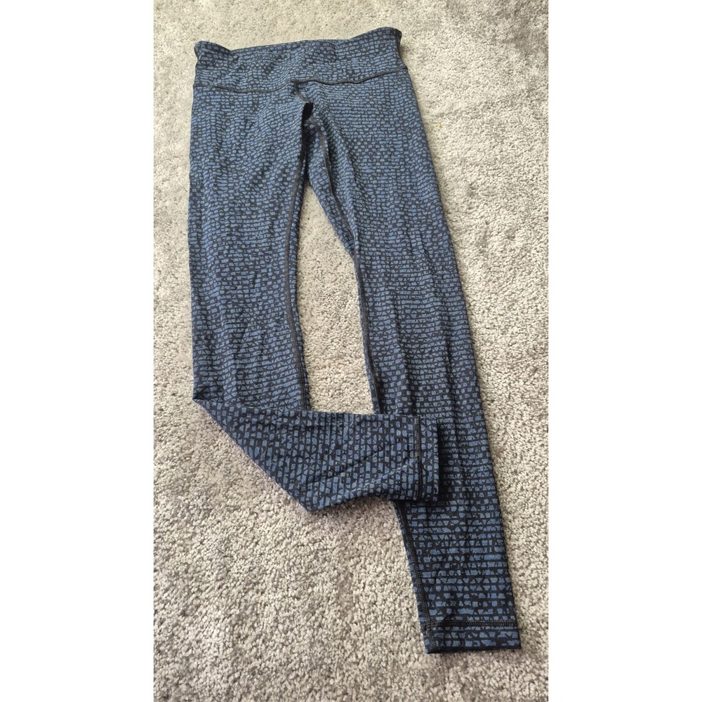 LULULEMON‎ Deep Breath Crops Teal Shatter Weave Desert sz 8 Athletic Workout Gym
